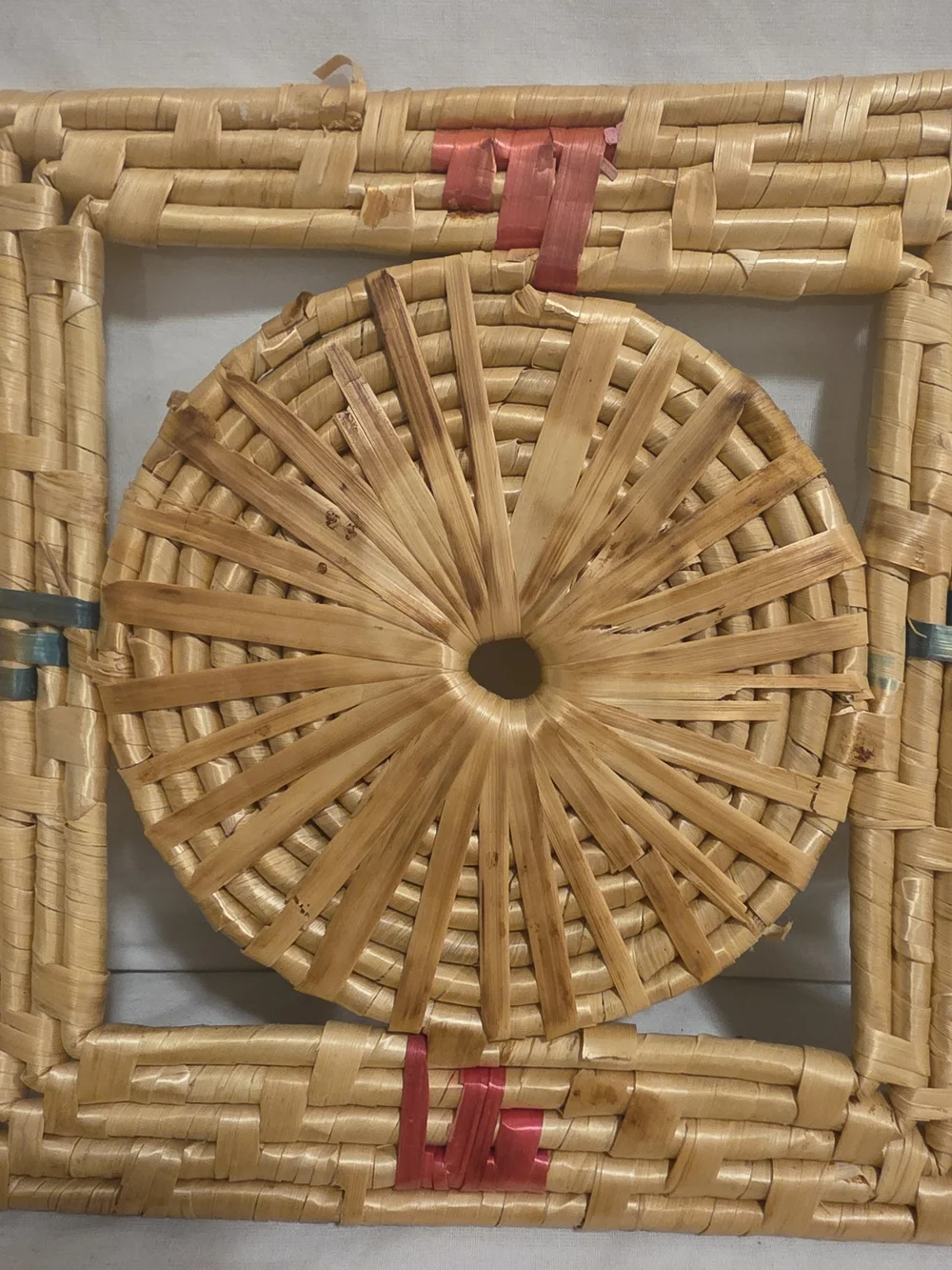 Set Of 6 Woven Raffia Trivets Square 8